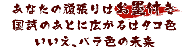 あなたの頑張りはお墨付き 国試のあとに広がるはタコ色 いいえ、バラ色の未来